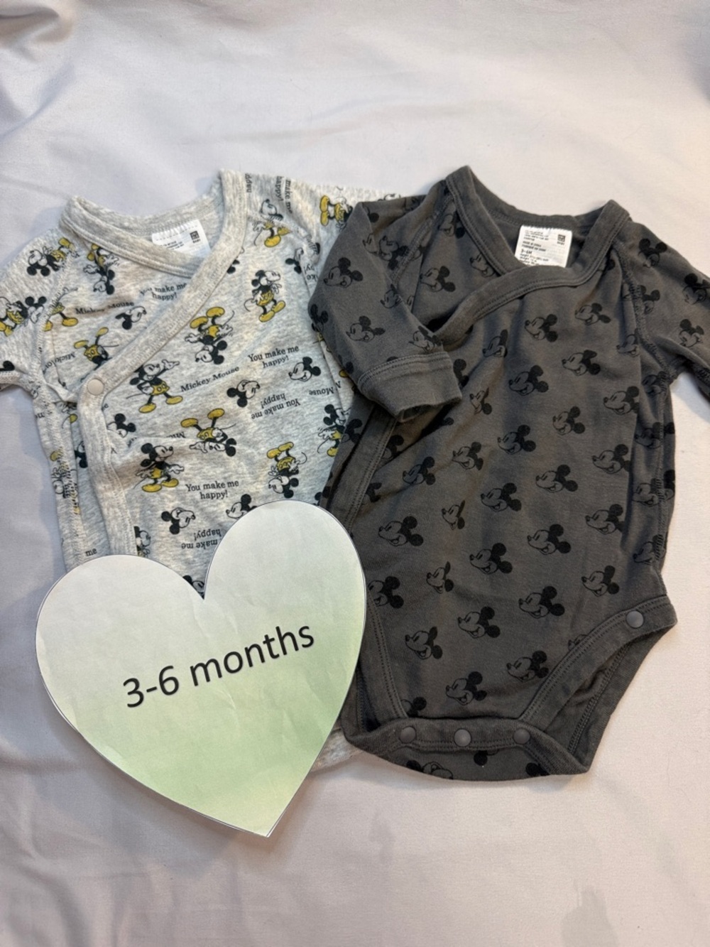 Disney Baby Grey & Charcoal Mickey Mouse Wrap One-Piece Bodysuit Set
